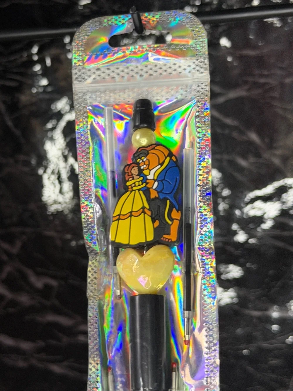 Beauty and the Beast Focal Bead Pen  Black and Blue Ink